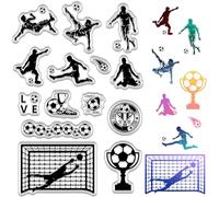CRASPIRE Football Clear Stamps Soccer Athletes Football Cup Fences Reusable Retro Transparent Silicone Stamp Seals for DIY Scrapbooking Supplies Journaling Card Making Album Decoration Craft