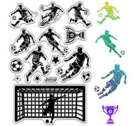CRASPIRE Football Player Clear Stamps Soccer Sports Ball Athlete Trophy Rubber Seal Stamp Gift Reusable Vintage Transparent Silicone for Winter DIY Scrapbooking Journaling Card Making Invitation