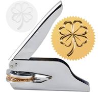 CRASPIRE Four-leaf Clover Embosser Stamp 1.6in Stainless Steel Seal Hand Held Embossing Sealing Stamp Book Lovers Teacher Ex Libris Library Notary for St. Patrick's Day Gift Envelopes Napkins Paper