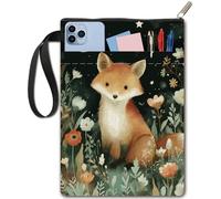 CRASPIRE Fox Book Covers Moon Protector Flower Book Sleeve for Paperbacks Washable Fabric Cloth with Zipper and Extra Sleeve Pocket for Readers Lovers Classmate Gifts