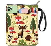 CRASPIRE Fox Book Sleeve Sika Deer Hedgehog Tree Protector Book Covers for Paperbacks Washable Fabric Cloth Book Cover with Zipper and Extra Sleeve Pocket for Book Lovers Classmate Friend Gifts