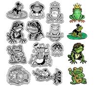 CRASPIRE Frog Clear Stamps Animal Mushroom Reusable Postmark Transparent Silicone Stamp Seals for Journaling Card Making Decor DIY Scrapbooking Film Frame Photo Album Decorative