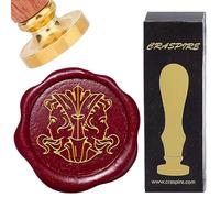 CRASPIRE Gemini Wax Stamp Constellation Vintage Retro June Sealing Wax Stamps 30mm Removable Brass Head with Wood Handle Decorative Seals Stamper for Envelopes Wedding Birthday Card Decor Gift Packing