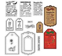 CRASPIRE Gingerbread Man Label Clear Rubber Stamps Christmas Bat Pumpkin Recipes Reusable Silicone Transparent Seals for Holiday Xmas Cards Making DIY Scrapbooking Photo Album Decorative