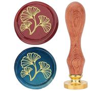 CRASPIRE Ginkgo Leaf Wax Seal Stamp 25mm Plant Sealing Wax Stamps Retro Rosewood Handle Removable Brass Head for Wedding Invitations Envelopes Halloween Christmas Thanksgiving Gift Packing