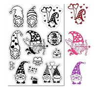 CRASPIRE Gnome Clear Rubber Stamp Valentine's Day Dwarf Couple Heart Vintage Retro Transparent Silicone Seals Stamp for Journaling Card Making DIY Scrapbooking Handmade Photo Notebook 6.3 x 4.3inch