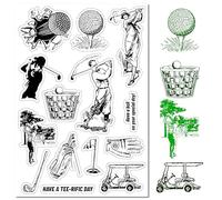 CRASPIRE Golf Clear Rubber Stamps Sport Theme Transparent Retro Golf Balls Car Clubs Glove Postmark Silicone Seals Stamp Journaling Card Making DIY Scrapbooking Paper Craft