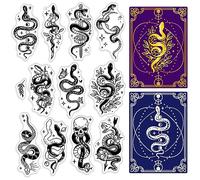 CRASPIRE Gothic Snake Clear Rubber Stamps Halloween Moon Skull Flowers Boho Transparent Silicone Seals Stamp Holiday Journaling Card Making DIY Scrapbooking Photo Frame Album Decor 6.3 x 4.3inch