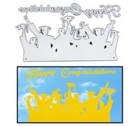 CRASPIRE Graduation Season Cutting Dies Metal Embossing Stencils Art Word Happy Graduation Summer Carbon Steel Cut Die Templates for DIY Scrapbooking Embossing Paper Card Photo Album Decoration