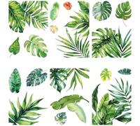 CRASPIRE Green Leaf Window Decal 8 Sheets Adhesive Jungle Leaves Window Stickers Removable Waterproof PVC Clings for Home Living Room Balcony Kitchen Florist Cafe Decoration Sliding Glass Door Decor