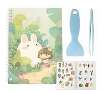 CRASPIRE Green Sticker Book Collecting Album Cute Rabbit Leaf Reusable Blank Storage Stickers Organizer A5 Size 40 Sheets Release Paper Tweezer and Spatula for DIY Christmas Graduation Birthday Gifts