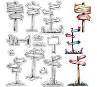 CRASPIRE Guideboards Clear Stamps for Card Making Guidepost Transparent Stamps Reusable Sign on Roads Stamps Indicating Direction Crafting DIY Scrapbooking Photos Album