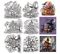 CRASPIRE Halloween House Clear Stamp for Card Making Ghost Pumpkin Dead Wood Terror Rubber Silicone Reusable Transparent Seal for Envelope Journaling Diy Scrapbooking Embossing Album Photo Craft Decor