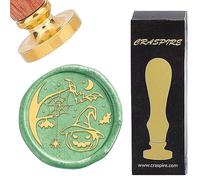 CRASPIRE Halloween Wax Seal Stamp 25mm Removable Brass Head Vintage Pumpkin Bat Spider Web Sealing Wax Stamp with Wooden Handle for Wedding Halloween Envelopes Invitations Gift Cards Decoration