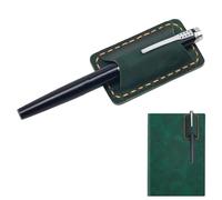 CRASPIRE Handmade Leather Pen Holder Clip Cowhide Pen Loop Holder for Notebook Sturdy Dark Green Pencil Holder with Metal Clip for Teacher Supplies Classroom Desk Organizer Accessories