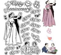 CRASPIRE Happy Anniversary Clear Stamps Couple Date Words Reusable Background Postmark Transparent Silicone Stamp Seals for Journaling Card Making Decor DIY Scrapbooking Supplies Film Frame