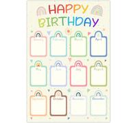 CRASPIRE Happy Birthday Chart for Classroom Poster Reusable Boho Birthday Month Calendar Poster Colorful Confetti Paper Bulletin Board with 10Pcs Adhesive Dots Wall Decor Back to School Chalkboard