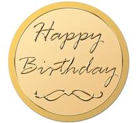 CRASPIRE Happy Birthday Gold Foil Embossed Stickers Foils Seal Sticker Golden Self Adhesive Certificate Awards Seals Embossing for Envelope Sealing Certificates Wedding Invitation Birthday Graduation