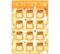 CRASPIRE Happy Birthday Posters Chart Birthday Month Poster Paper Reusable Bee Themed Bulletin Board Calendar Chart with 10Pcs Seamless Double Sided Adhesive for Classroom Decor Wall Back to School
