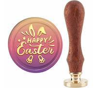 CRASPIRE Happy Easter Wax Seal Stamp Rabbit Sealing Wax Stamps Paw print 30mm Retro Removable Brass Stamp Head with Wood Handle for Invitations Gift Packing
