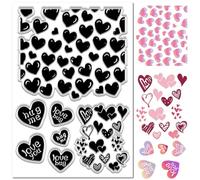 CRASPIRE Heart Clear Rubber Stamps Love Hug Me Vintage Reusable Transparent Silicone Stamp Seals for Valentine's Day DIY Handmade Scrapbooking Journaling Card Making Decor Photo Album Decorative
