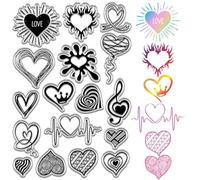 CRASPIRE Heart Clear Stamps Valentine's Day Rubber Stamps Vintage PVC Reusable Background Postmark Transparent Silicone Stamp Seals for Journaling Card Making DIY Scrapbooking Film Frame
