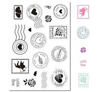 CRASPIRE Heart Postmark Clear Rubber Stamp Valentine's Day Flowers Cupid Vintage Transparent Silicone Seals Stamp for Journaling Card Making DIY Scrapbooking Handmade Photo Album Notebook Decor