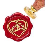 CRASPIRE Heart Ring Wax Seal Stamp 25mm Wedding Love Sealing Stamps Retro Rosewood Handle Removable Brass Head for Invitations Envelopes Card Christmas Valentine's Day Gift Packing