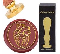 CRASPIRE Heart Sealing Wax Stamp Hearts Wax Seal Stamps 25mm Retro Vintage Removable Golden Brass Stamp Head with Rosewood Handle for Valentine's Day Birthday Invitation Card Wrapping Party Decors
