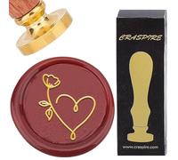 CRASPIRE Heart Wax Seal Stamp 25mm Flower Round Removable Brass Head Vintage Sealing Wax Stamp with Rosewood Handle for Wedding Valentine's Day Birthday Envelopes Invitations Packing DIY Scrapbooking