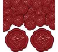 CRASPIRE Heart Wax Seal Stickers 50Pcs 30mm Self-Adhesive Wax Stickers Red Vintage Wax Sealing Sticker Wedding Invitation Envelope Seals Stickers for Christmas Birthday Party Valentines Gift Wrapping