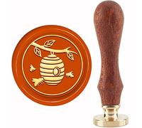 CRASPIRE Honeycomb Wax Seal Stamp Bee Hive Sealing Stamp Copper Seals Retro Removable Brass Stamp Head with Wooden Handle for Wedding Letter Invitation Envelope Cards Scrapbooking Package