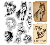 CRASPIRE Horse Clear Stamps Animal Vintage Reusable Retro Postmark Transparent Silicone Stamp Seals for Journaling Card Making Decor DIY Scrapbooking Supplies Album Decoration