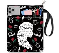 CRASPIRE Human Book Sleeve Rose Book Protector Black Book Covers for Paperbacks Washable Fabric Cloth Book Cover with Zipper and Extra Sleeve Pocket for Book Lovers Classmate Gifts