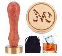 CRASPIRE Ice Stamp Letter M Ice Cube Stamp Ice Branding Stamp with Removable Brass Head & Wood Handle Vintage 1.2" Ice Stamp for Ice Cubes Cocktail Whiskey Mojito Drinks Bar Making DIY Crafting