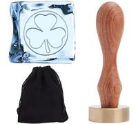 CRASPIRE Ice Stamp St. Patrick's Day Clover Ice Stamps 1.2" with Removable Brass Head Replacement Wood Handle Leaf Branding Stamp for Cocktail Party Whiskey Mojito Drinks Wedding Making DIY Crafting