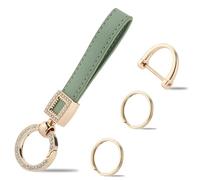 CRASPIRE Imitation Leather Keychain Dark Sea Green Alloy Keyrings Key Fob Keychain with D-Shaped clasp and Jump Ring Screwdriver Key Chain Holder for Car Bag Wallet Pendant