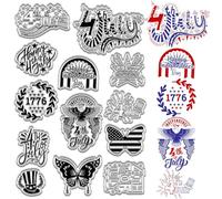 CRASPIRE Independence Day Clear Stamps 4th of July Rubber Stamps Vintage PVC Reusable Background Postmark Transparent Silicone Stamp Seals for Journaling Card Making DIY Scrapbooking Film Frame