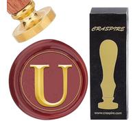 CRASPIRE Initial Alphabets U Wax Seal Stamps Letter Vintage Removable Brass Sealing Stamp Heads 25mm Copper with Wooden Handle for Wedding Christmas Envelopes Invitations Card DIY Craft Birthday Gift