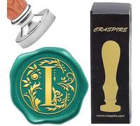CRASPIRE Initial Alphabets Wax Seal Stamps Letter I Vintage Removable Silver Brass Sealing Stamp Heads 25mm with Wooden Handle for Wedding Christmas Envelopes Invitations Card DIY Craft Birthday Gift