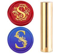 CRASPIRE Initial Letter Alphabet S Wax Seal Stamp 15mm Mini Olive Botanical Leaves Double Sided Brass Gold Column Medieval Classic Vintage Sealing Stamp for Christmas Thanksgiving Envelope Gift Wrap