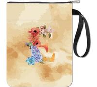 CRASPIRE Initial Letter E Book Sleeve with Zipper Flower Book Lovers Gifts Hardcover Paperbacks Waterproof Book Pouch Bag Protector Front Pocket Case Cover for Women Friends Readers Librarian