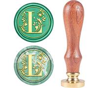 CRASPIRE Initials Wax Sealing Stamp L Classic Vintage A-Z 25mm Removable Brass Head with Wood Handle for Envelope Invitation Embellishment Gift Decoration（Letter L）