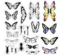 CRASPIRE Insect Wings Clear Stamp Butterfly Dragonfly Silicone Stamps Reusable Retro Rubber Stamp Seals for Journaling Handmade Craft Scrapbooking Card Making Photo Album Supplies 6.3x4.3inch