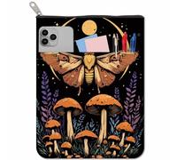 CRASPIRE Insects Book Covers Moth Book Sleeve Mushroom Book Protector for Paperbacks Washable Fabric Cloth Book Cover with Zipper and Extra Sleeve Pocket for Book Lovers Classmate Gifts