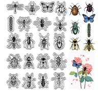 CRASPIRE Insects Clear Rubber Stamps Animal Butterflies Dragonflies Vintage Transparent Silicone Stamp Seals for Card Making Background Decoration Handmade Photo Album Notebook Decor DIY Scrapbooking