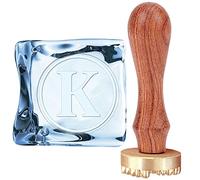 CRASPIRE K Ice Stamp Letter Ice Cube Stamp Ice Branding Stamp with Removable Brass Head & Wood Handle Vintage Ice Stamp for DIY Crafting Cocktail Whiskey Mojito Drinks Bar Making