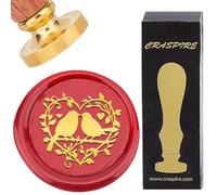 CRASPIRE Kiss Bird Wax Seal Stamp Twigs Leaves Love Lovebirds 1.18In/30mm Removable Sealing Stamp Replacement Brass Head Romantic Wooden Handle for Birthday Themed Wedding Signature Valentines Day