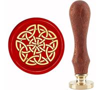CRASPIRE Knot Wax Seal Stamps Vintage Removable Brass Sealing Stamp Heads Replacement 30mm with Wooden Handle for Eternal Faith Lucky Love Loyalty Friendship Envelopes Letter Invitations Card