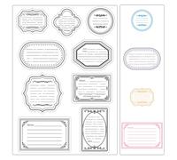 CRASPIRE Label Frame Clear Rubber Stamp Vintage Borders Transparent Silicone Seals Stamp for Journaling Card Making DIY Scrapbooking Handmade Photo Album Notebook Decor 6.3 x 4.3inch